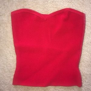 Red ribbed top
